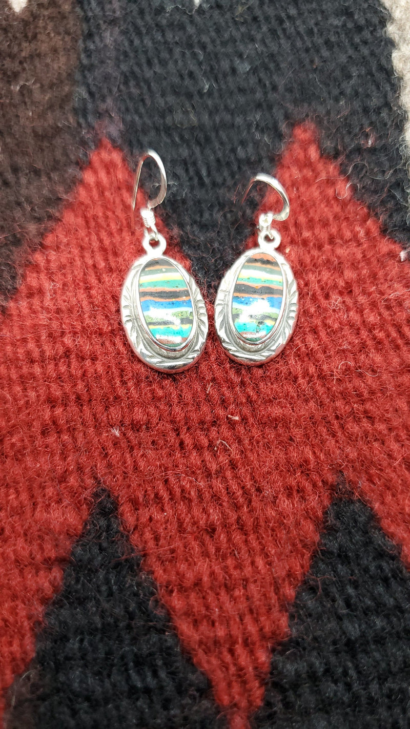 Oval Rainbow Chryscholla ear wire