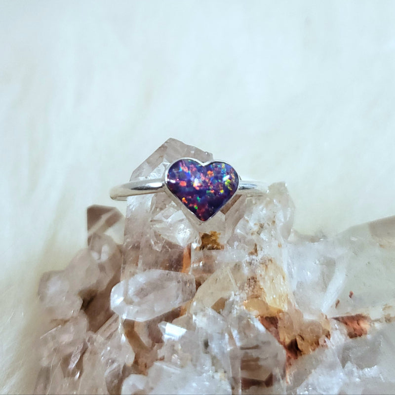 Pink Opal Heart Ring