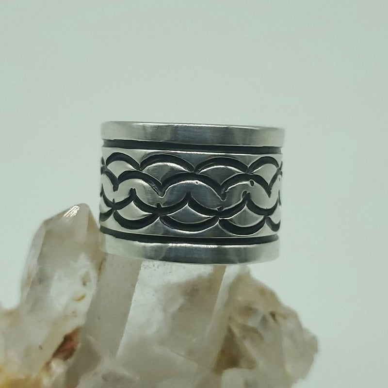Silver Cigar Band Stamped Ring