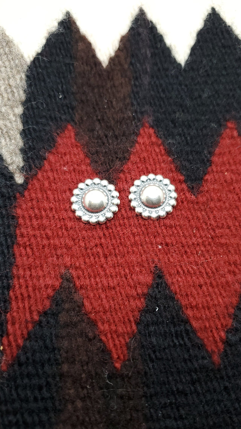 Silver Raised Medium Button Post