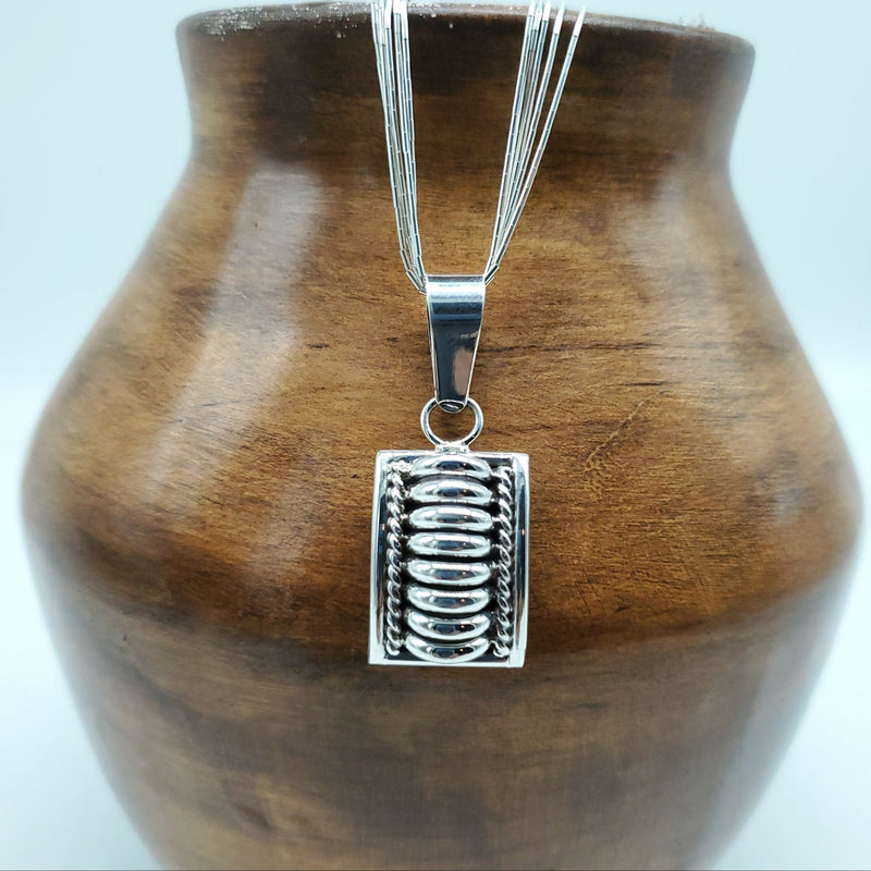 Silver Rectangle Pendant Set