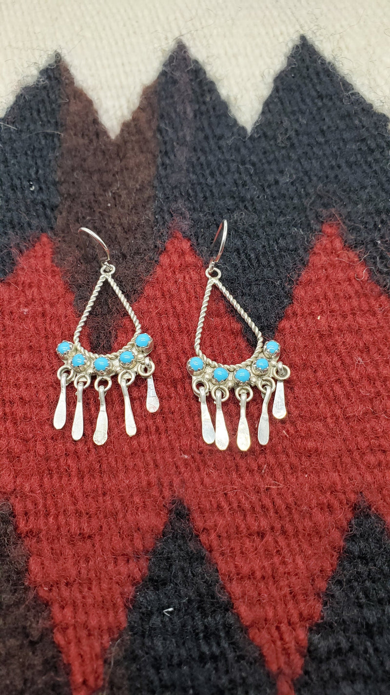 Silver Rope Turquoise Tear Dangle