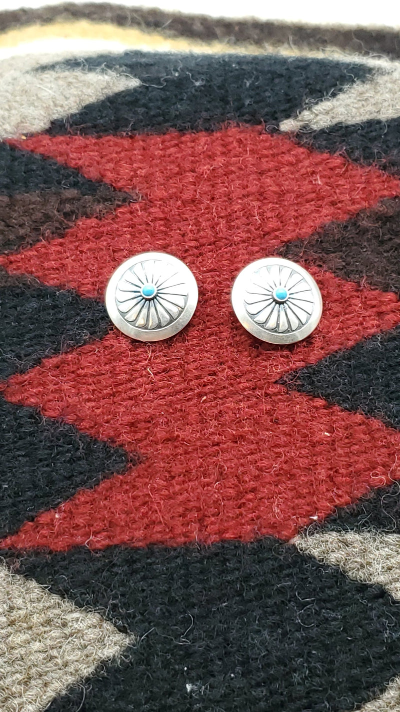 Silver Stamped Concho with Turquoise