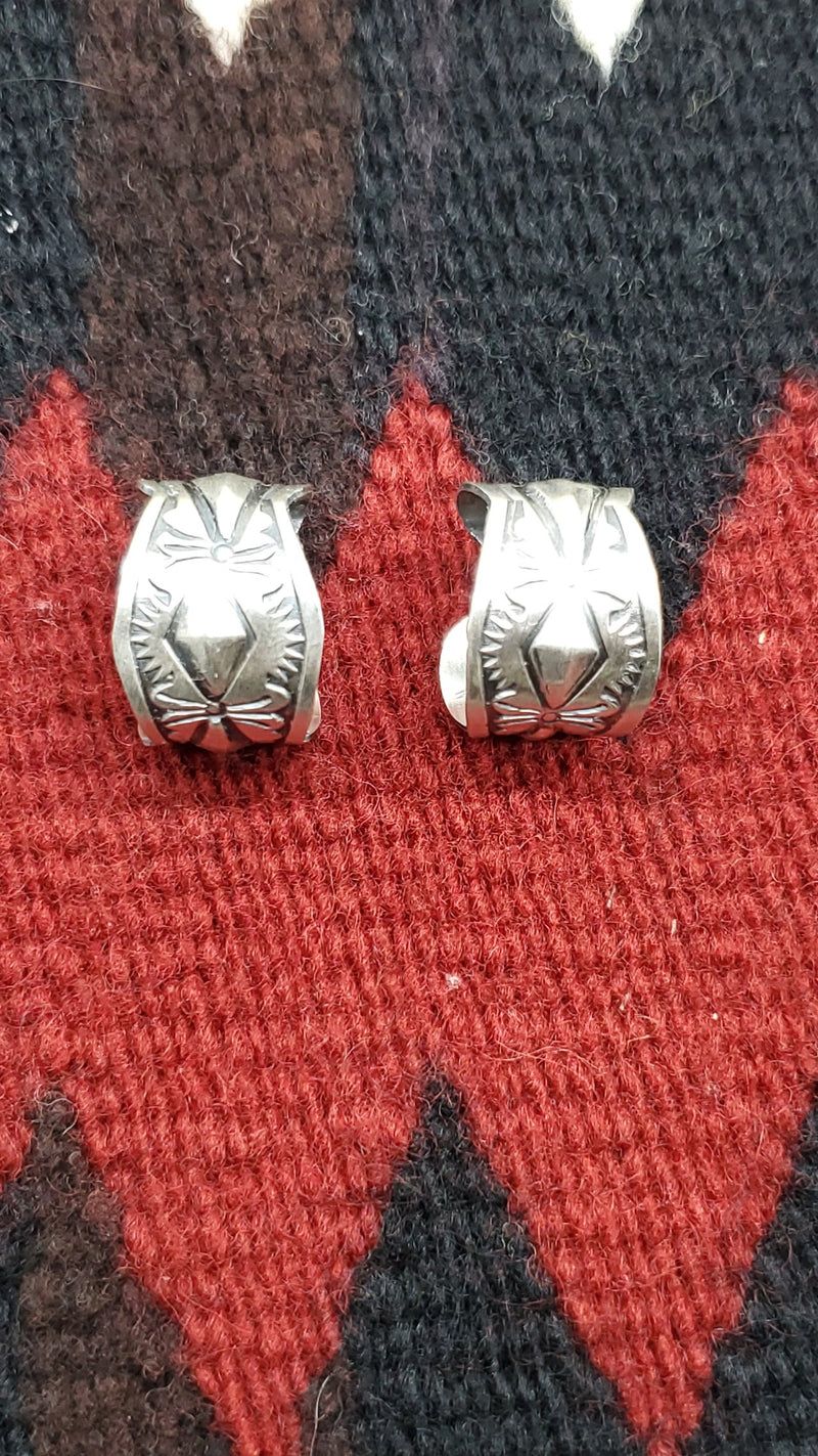 Silver Stamp wide earrings