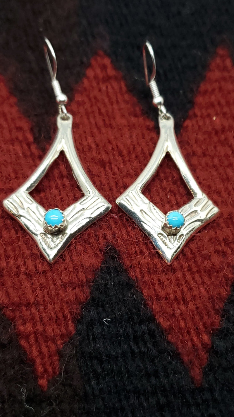 Silver cut-out Diamond shape with Turquoise