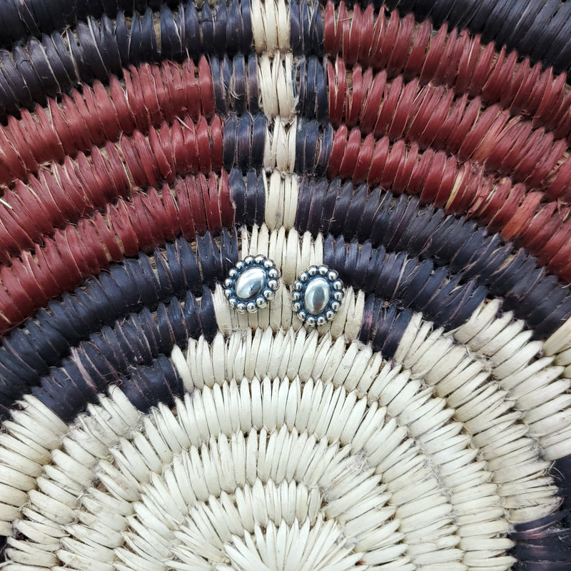 Small Silver Concho Post Earrings