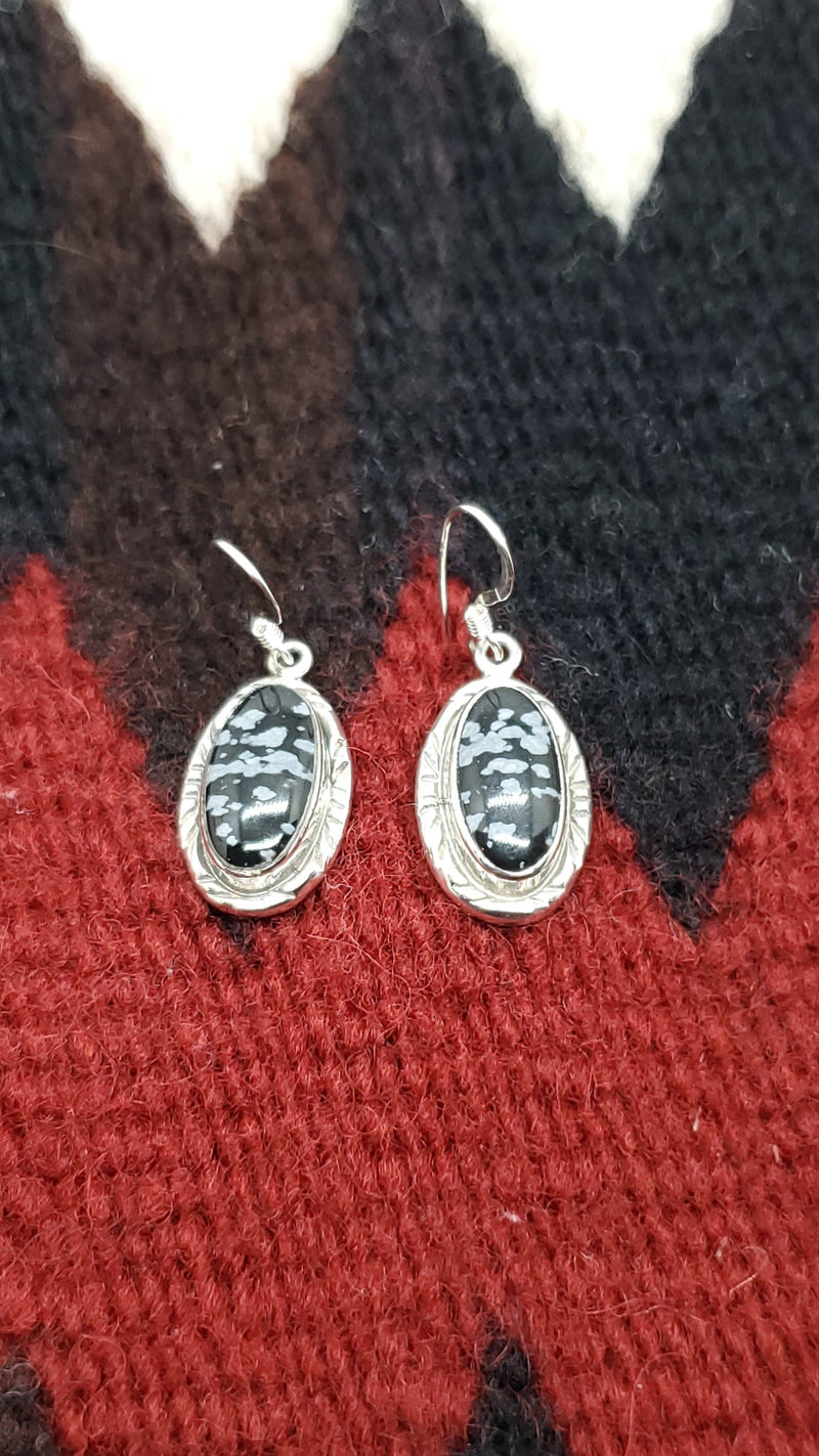 Snowflake Obsidian Dangle