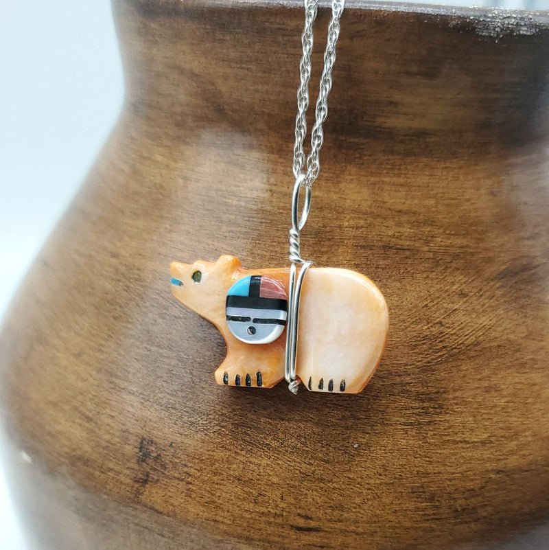 Spiny Oyster Shell Bear with Sunface and Arrow on back