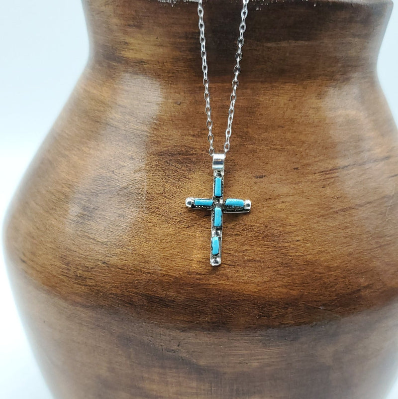 Turquoise Cross with Silver Chain