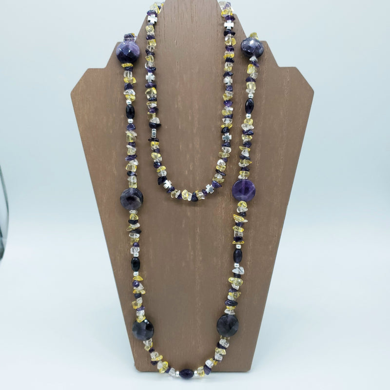 Amethyst, Citrine, and Quartz Necklace