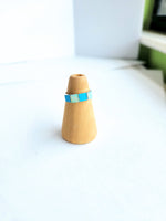 White Opal and Turquoise Silver Inlay Ring