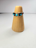 Pueblo Design Inlay Ring with Turquoise Nugget