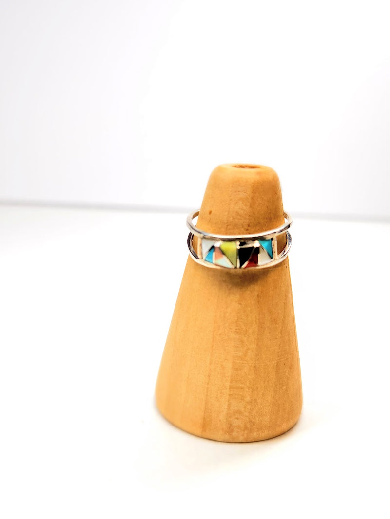 Multi-Stone Inlay triangle ring