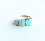 Five Stone Opal with Silver Inlay Ring