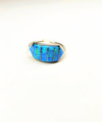 Blue Opal Inlay Silver Ring
