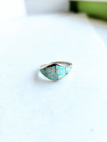 White Opal Silver Inlay Ring
