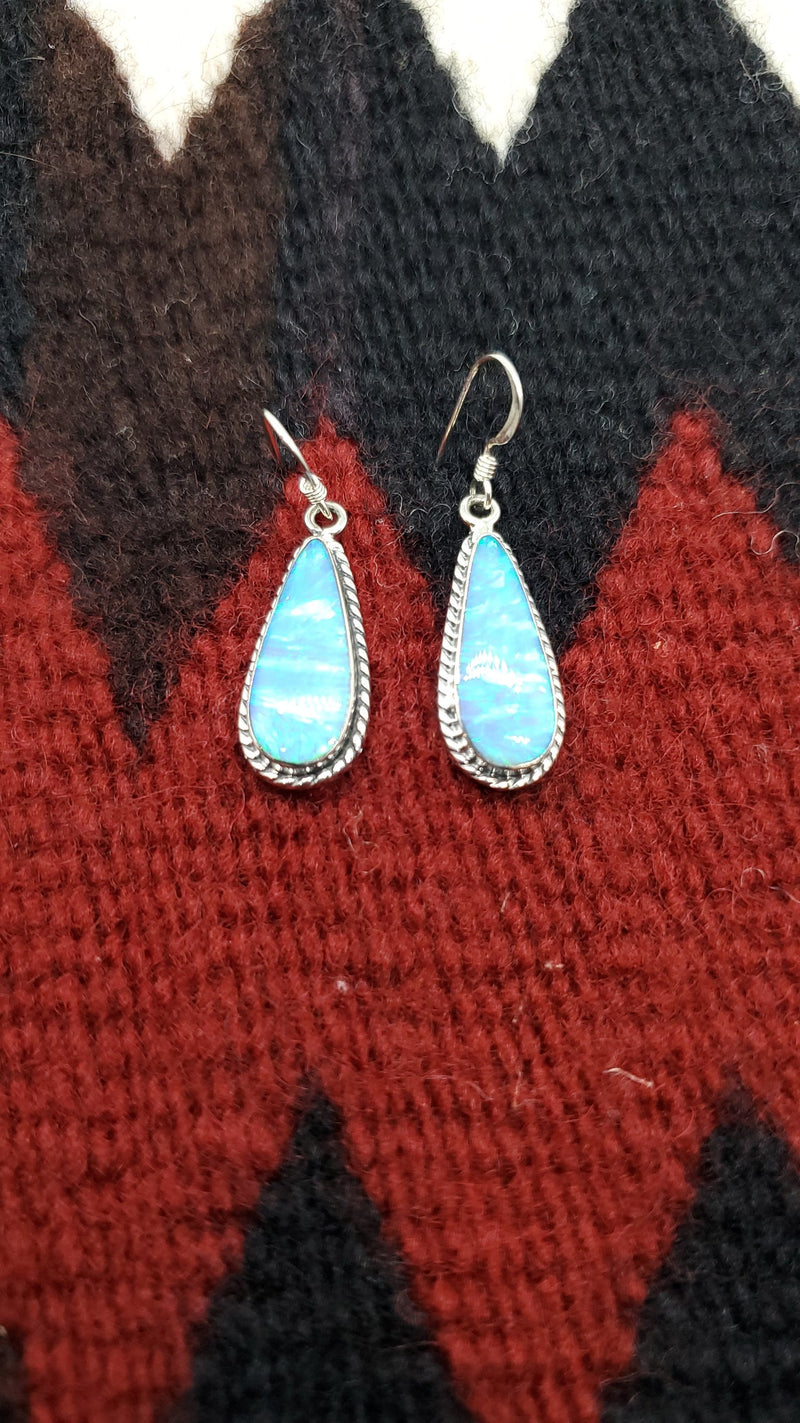 Blue Opal Teardrop Earrings