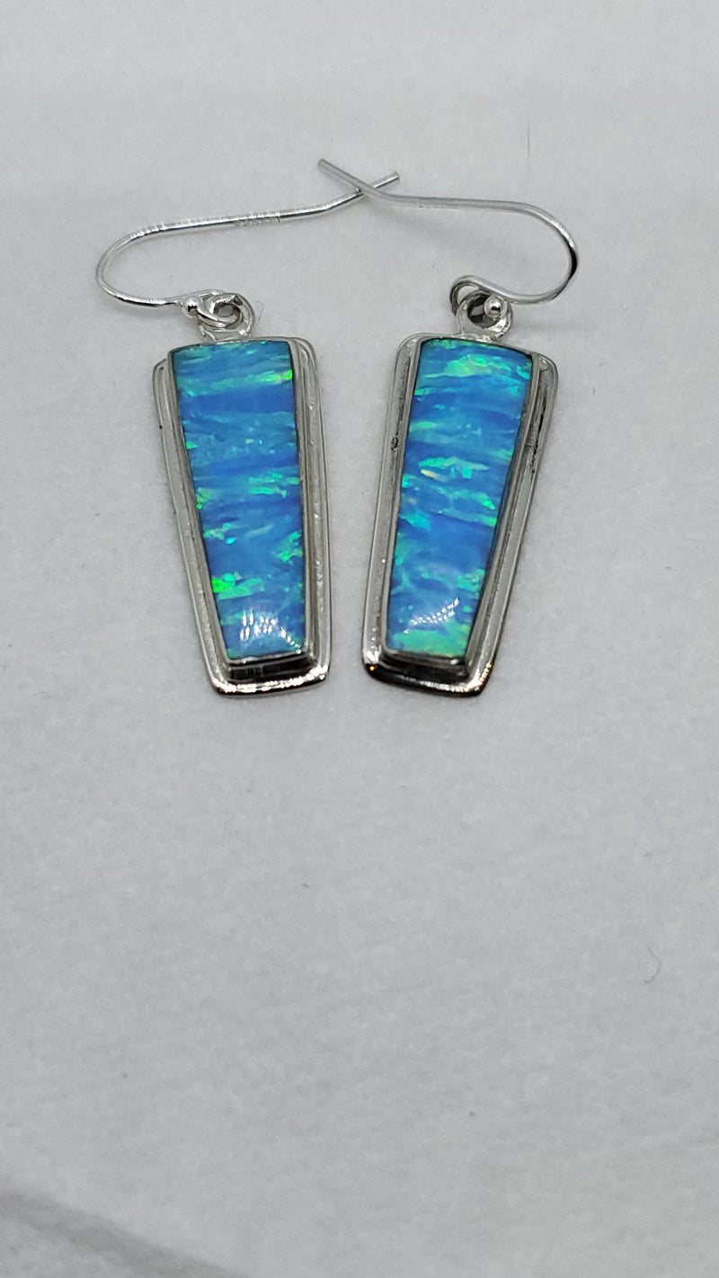 Blue Opal Rectangle Earring