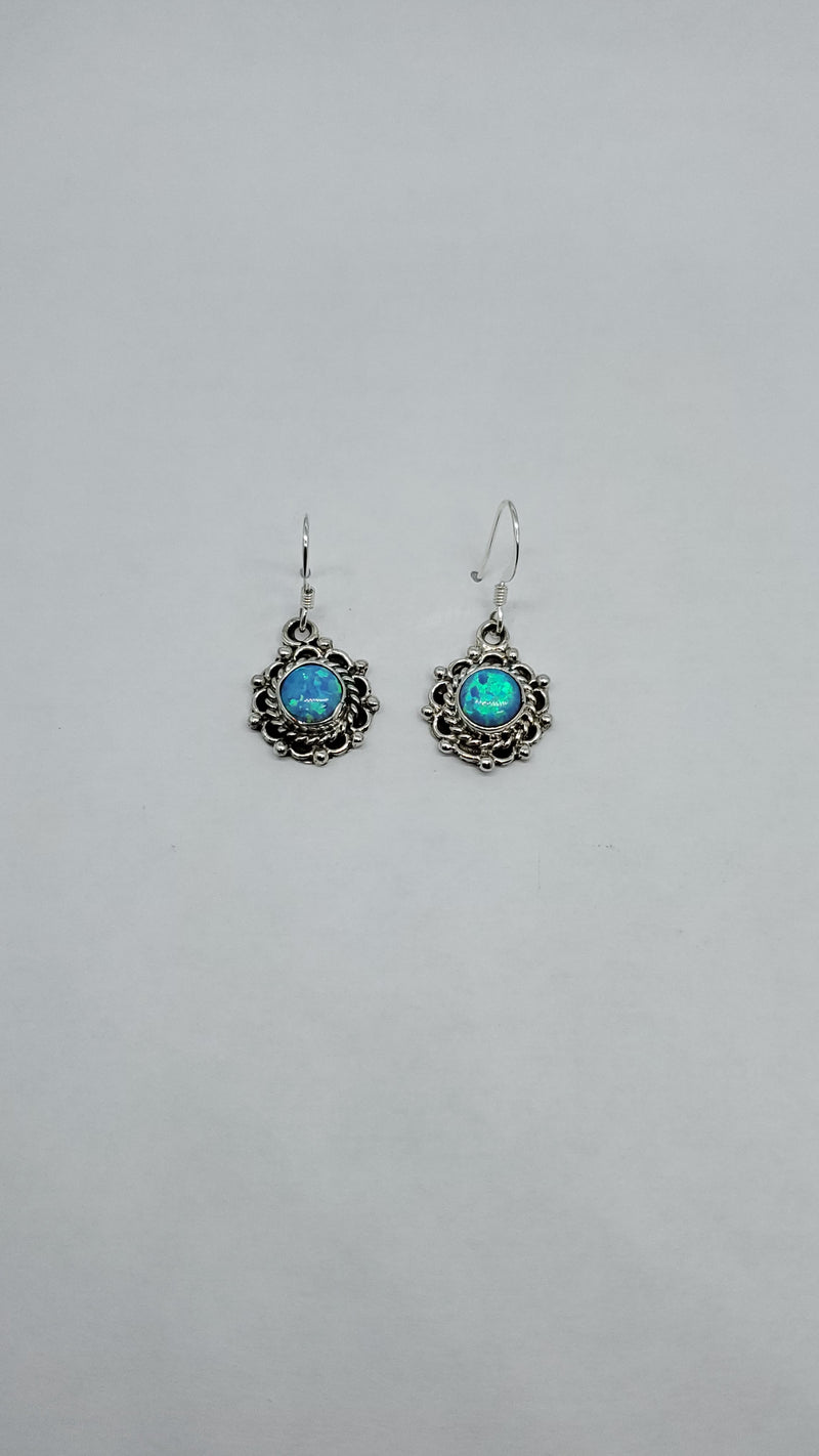 Blue Opal Round earrings