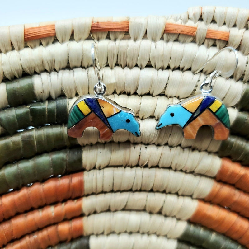 Bear Multi-Stone Inlay Earwire