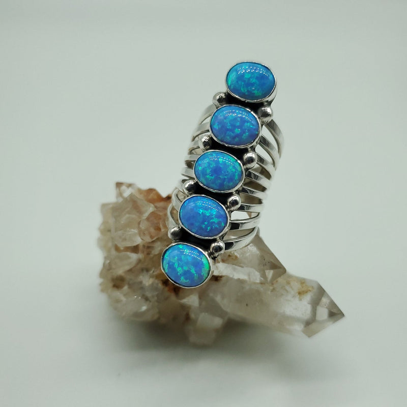 5 stone Blue Opal