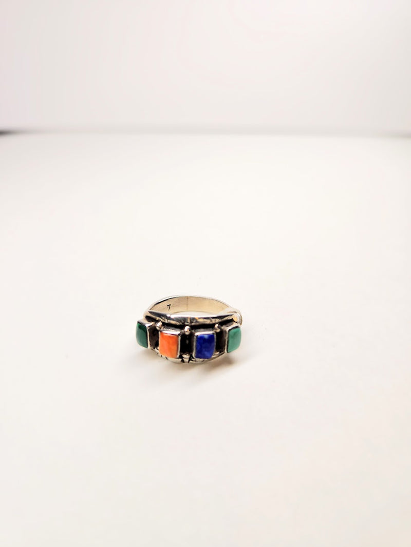 Four Multi-Stone Nugget Silver Ring