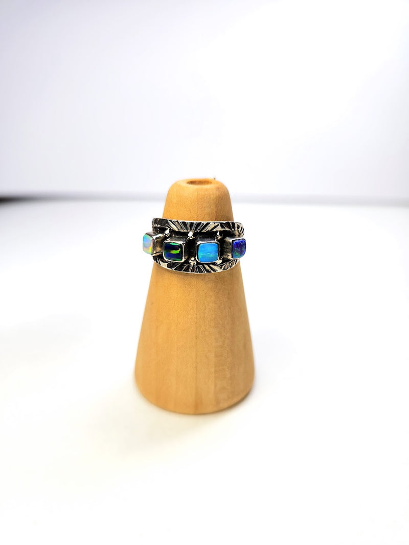 Four  Squared Opal Ring